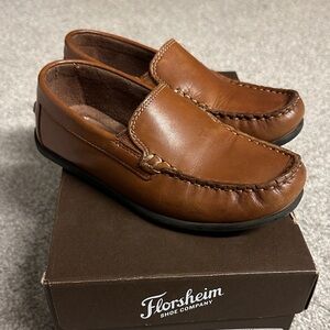 Florsheim Genuine Leather Kids Memory Foam Brown Dress Shoes